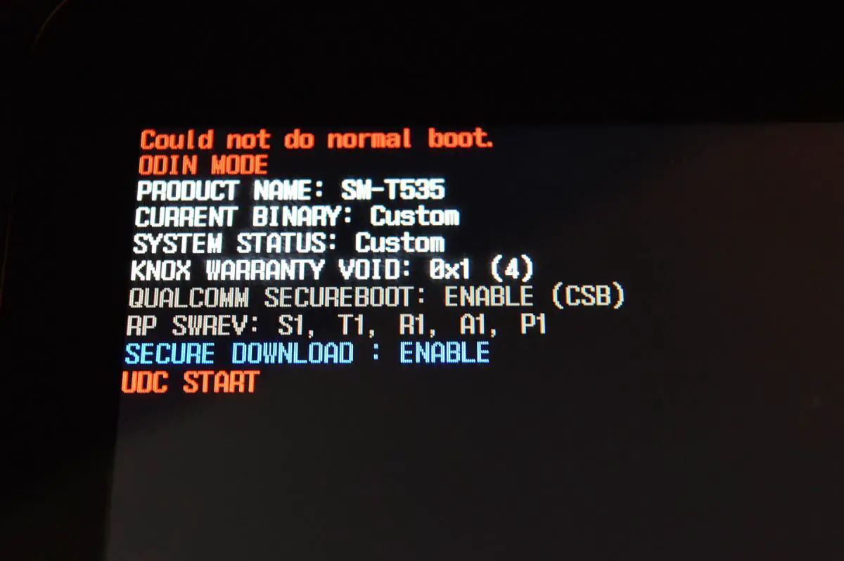Could not do normal boot odin mode