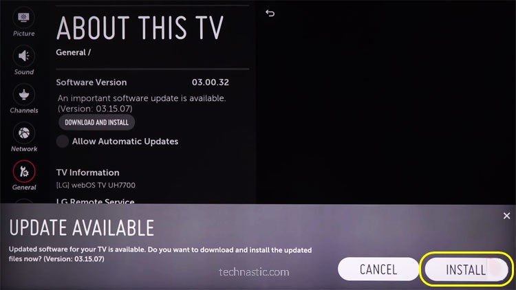 LG TV firmware update